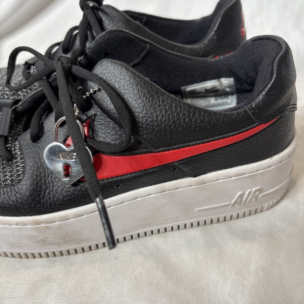 Nike Air Force 1 Sage Low Valentines Womens 8 Black Red CU4759-001 Shoes - Picture 3 of 10